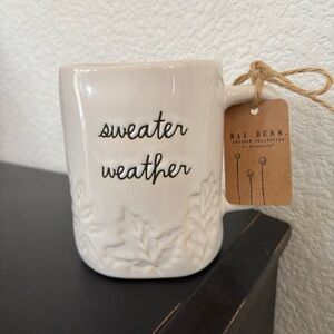 Rae Dunn SWEATER WEATHER Fall Leaves Coffee‎ Mug Cup NEW With Tag